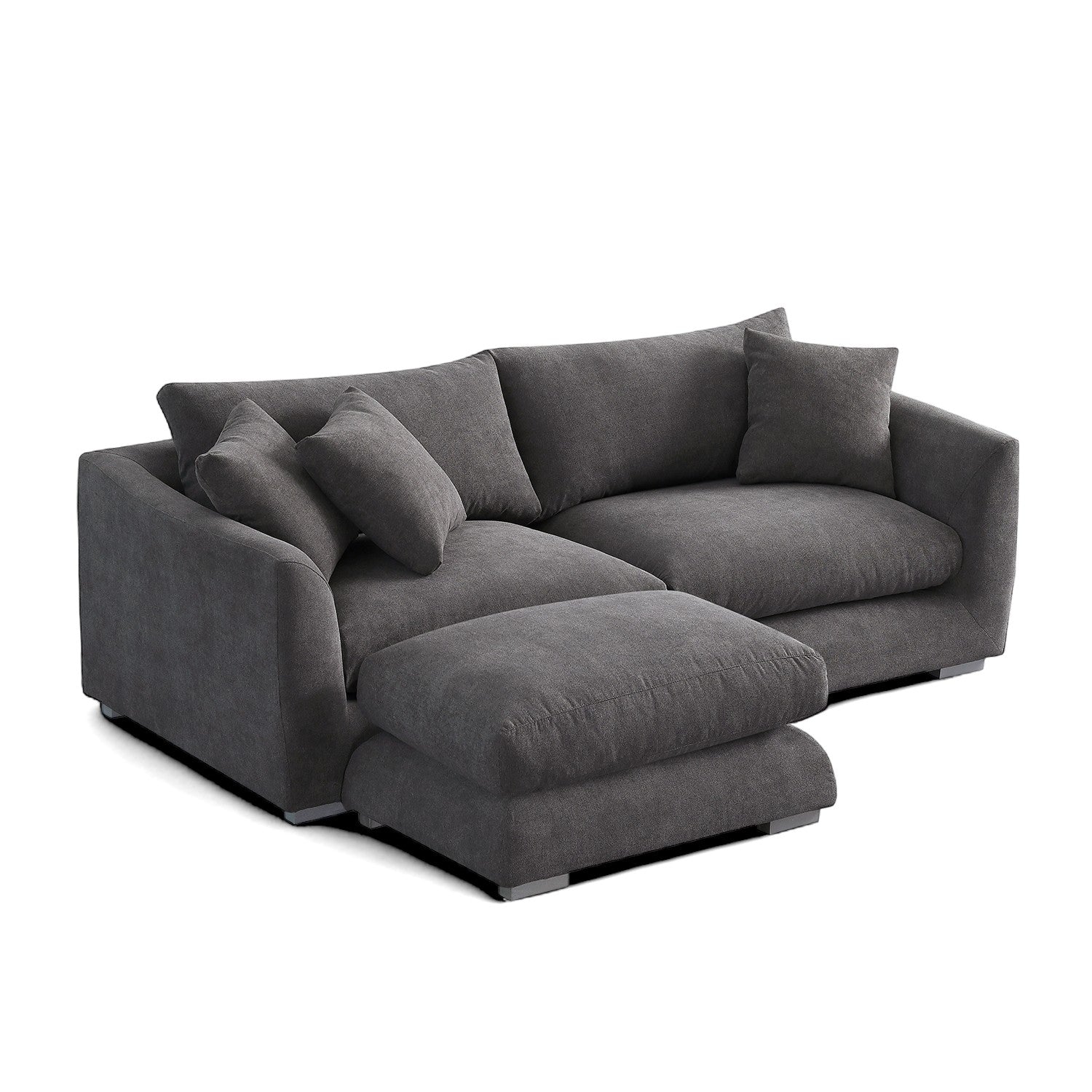 Sydney Feather Sofa + Ottoman - Grey