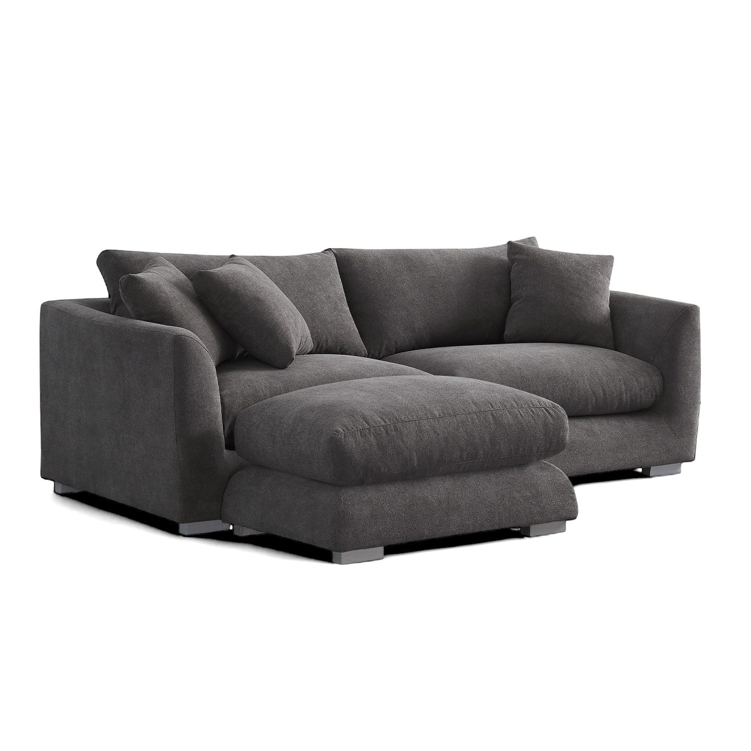 Sydney Feather Sofa + Ottoman - Grey