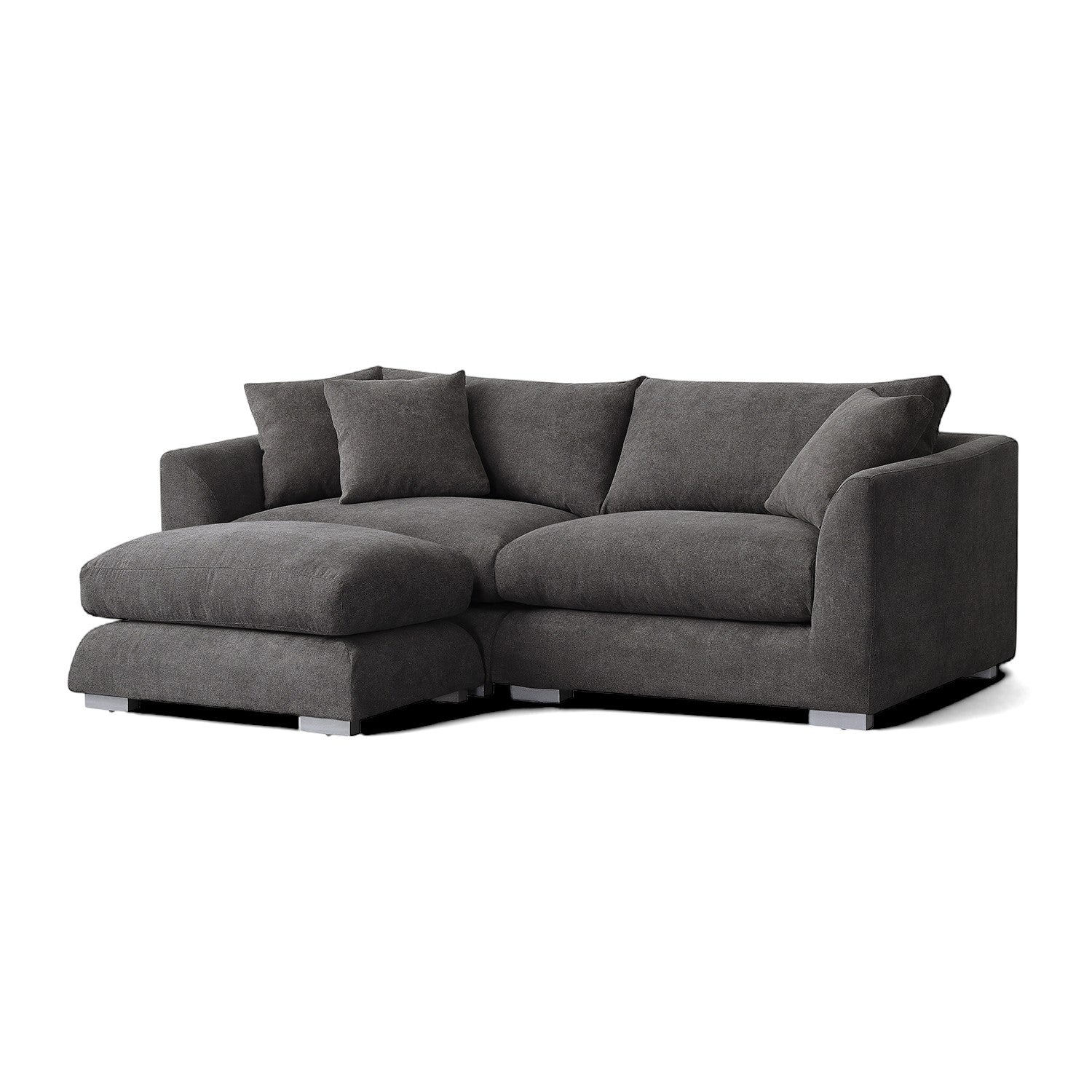 Sydney Feather Sofa + Ottoman - Grey