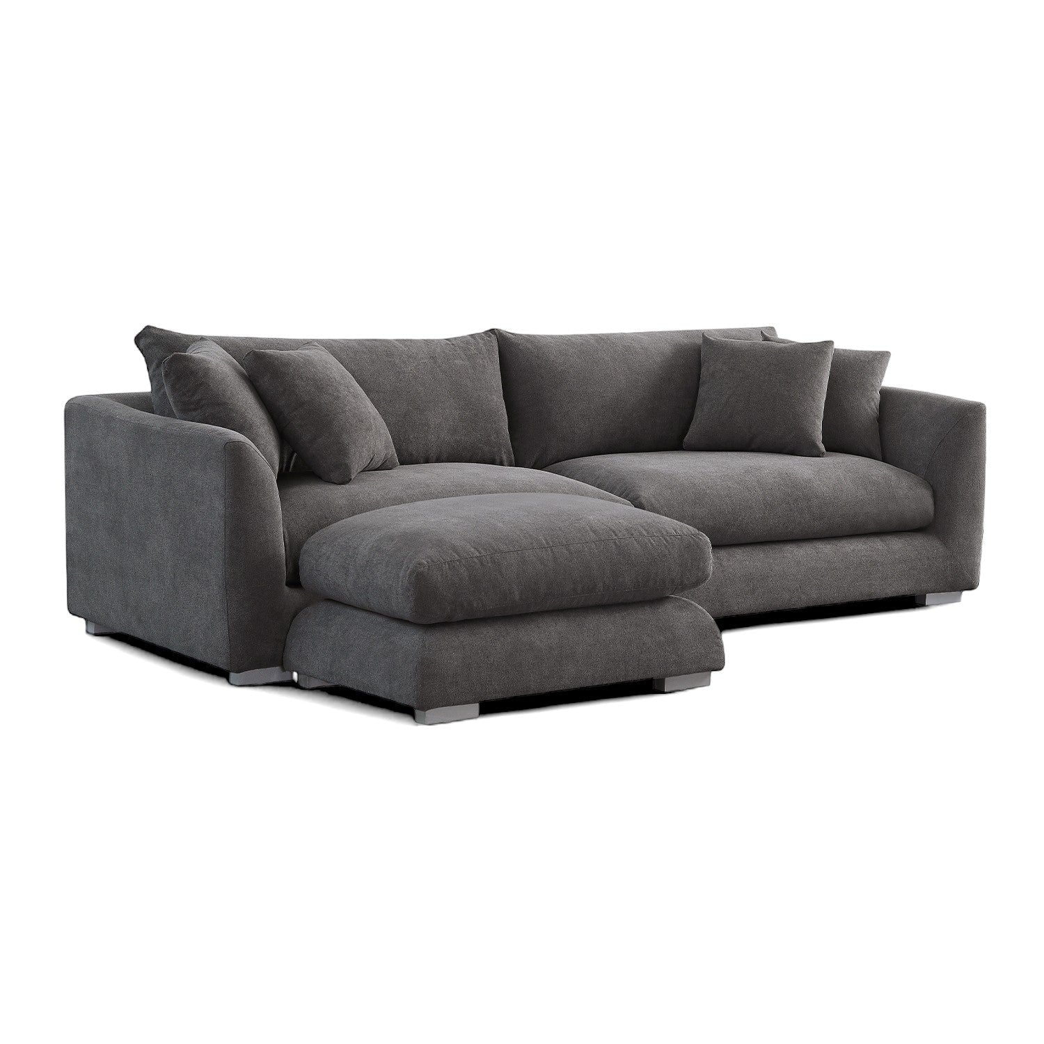 Sydney Feather Sofa + Ottoman - Grey