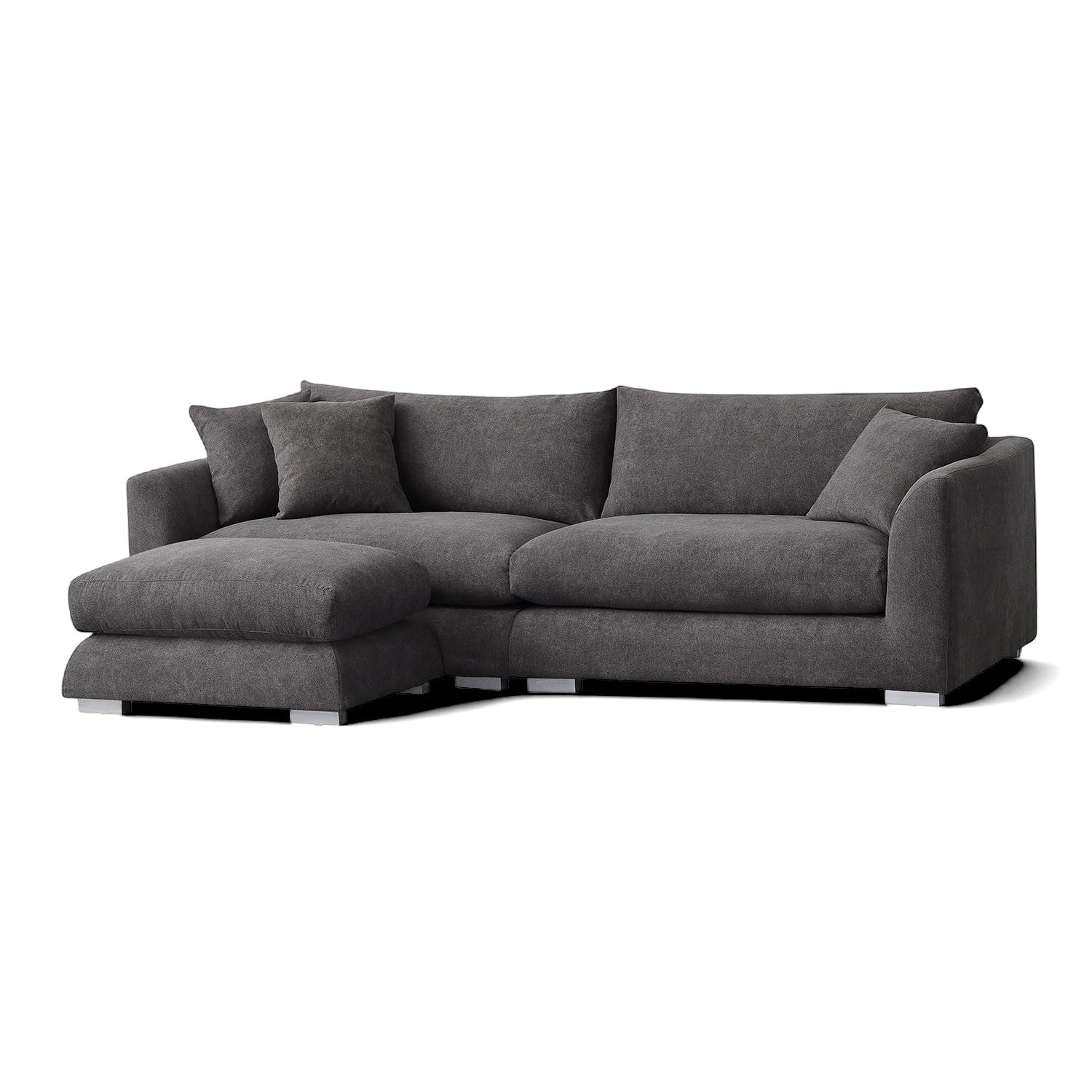 Sydney Feather Sofa + Ottoman - Grey