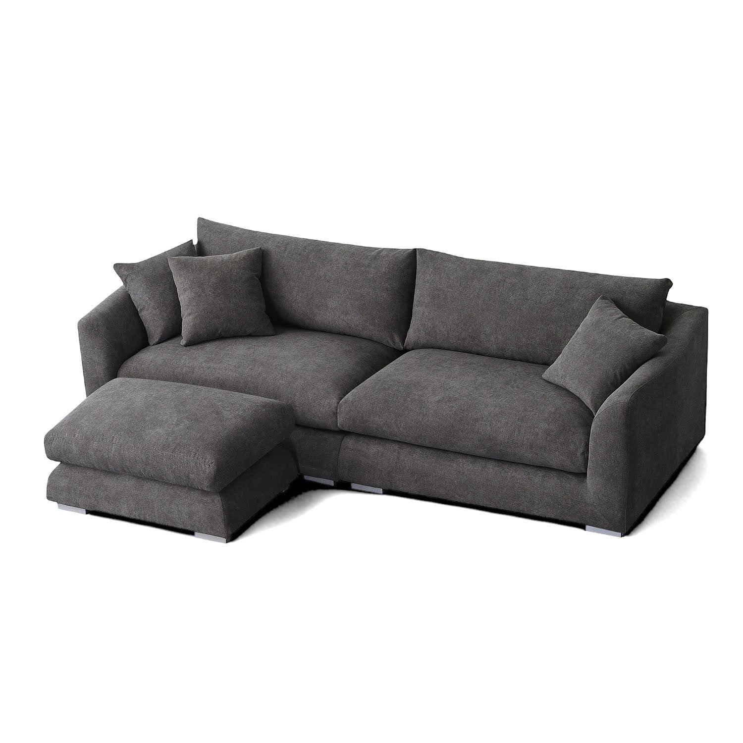 Sydney Feather Sofa + Ottoman - Grey