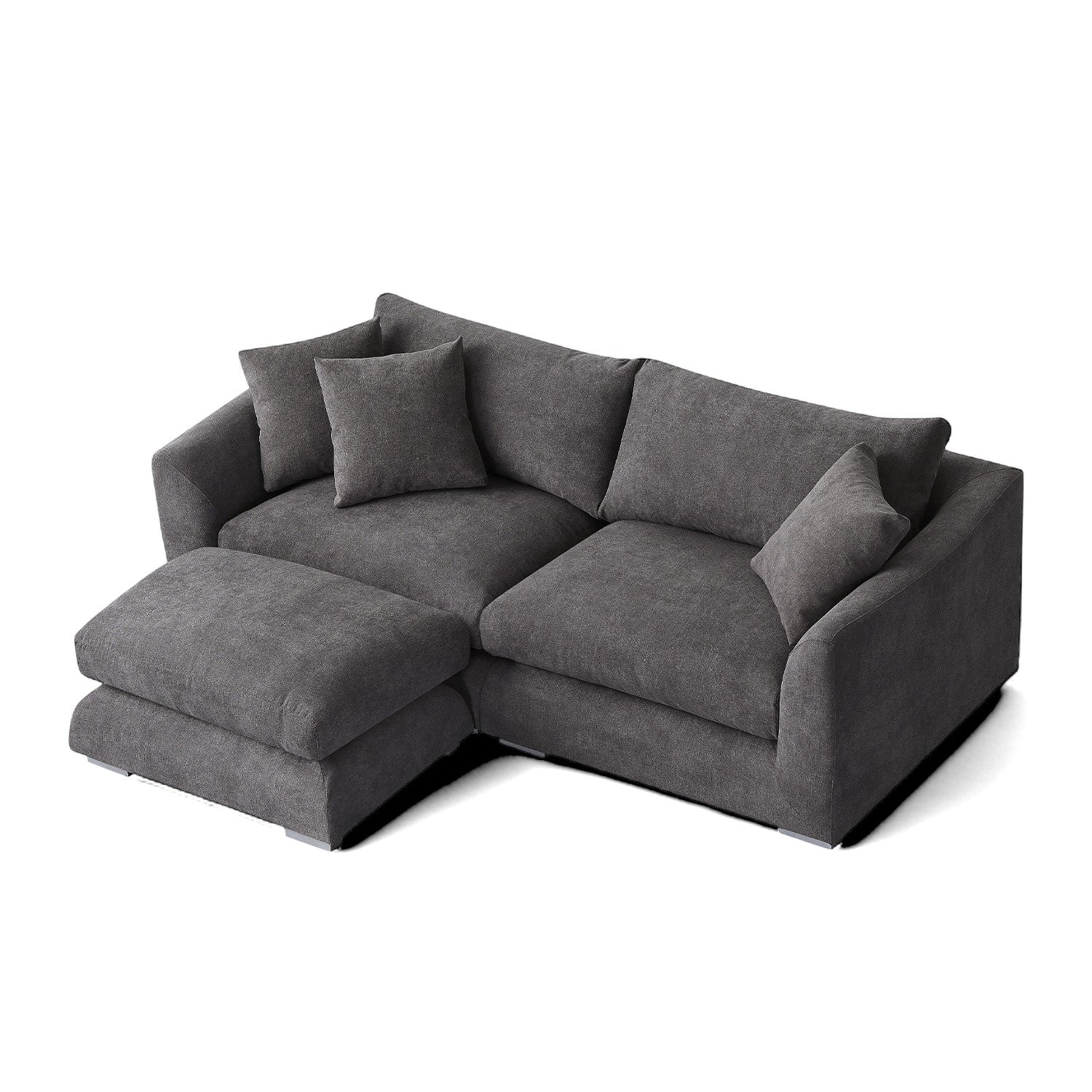 Sydney Feather Sofa + Ottoman - Grey