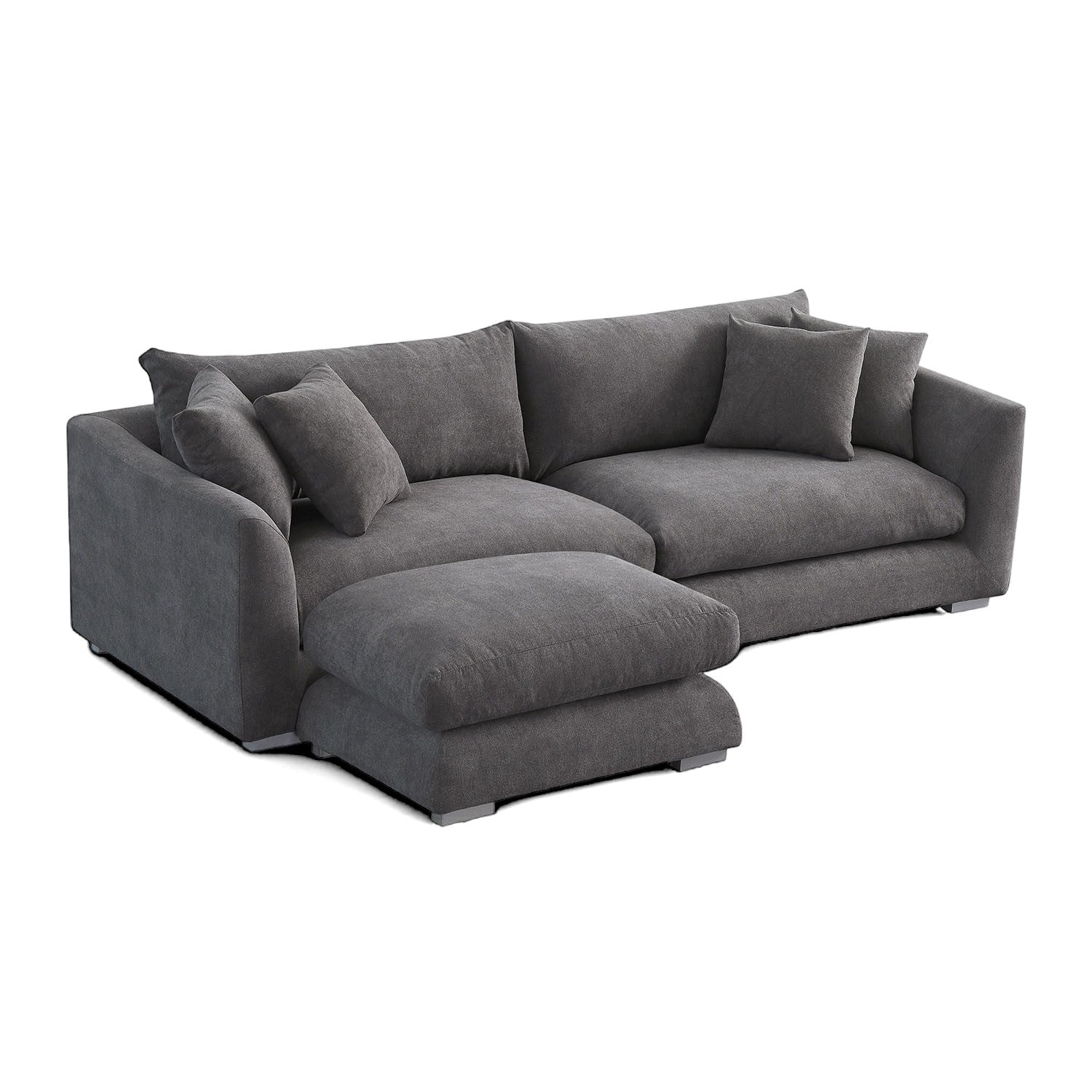 Sydney Feather Sofa + Ottoman - Grey